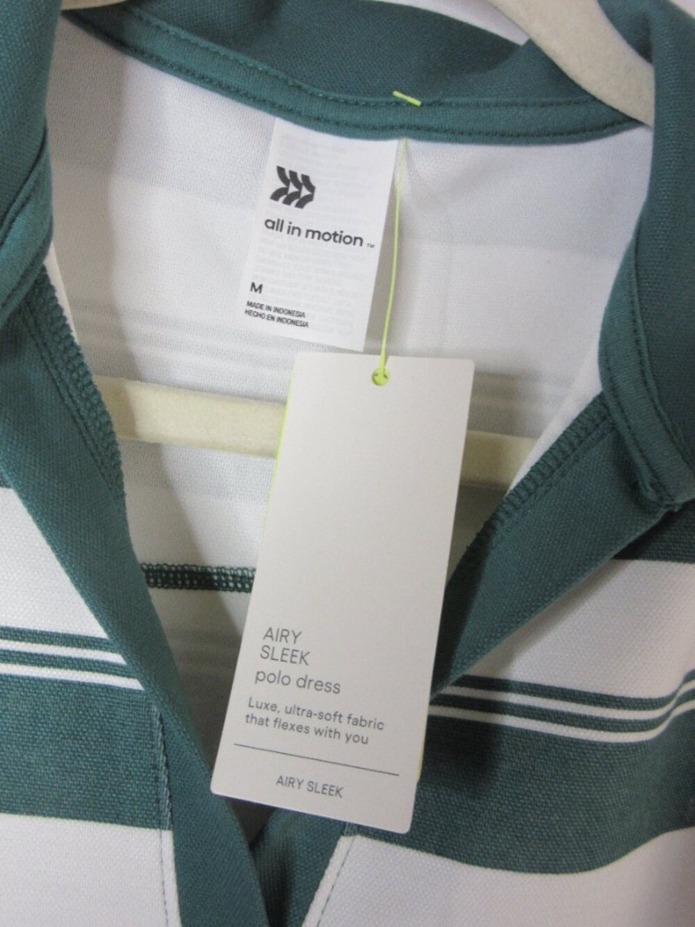 All in Motion Dress Activewear Polo Tennis Green Stripes Size Medium NWT - Picture 5 of 9
